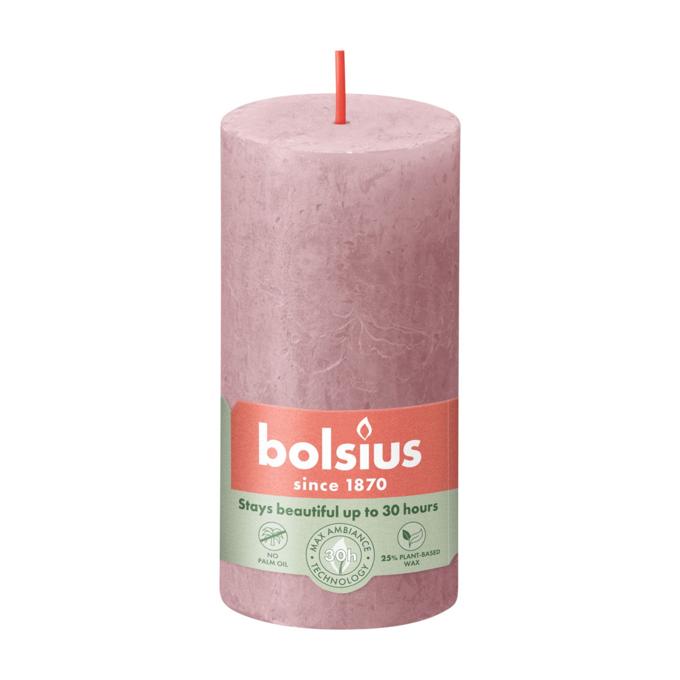 Циліндрична свічка Bolsius Rustic Shine Попелясто-рожевий, 100*50 мм